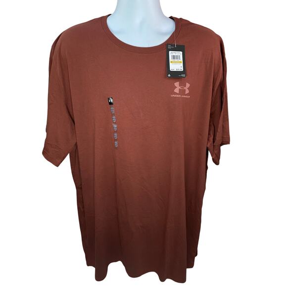 Under Armour T-Shirt Men’s Size 4XL Reddish Brown NWT Performance Tee Loose Fit - Picture 1 of 8